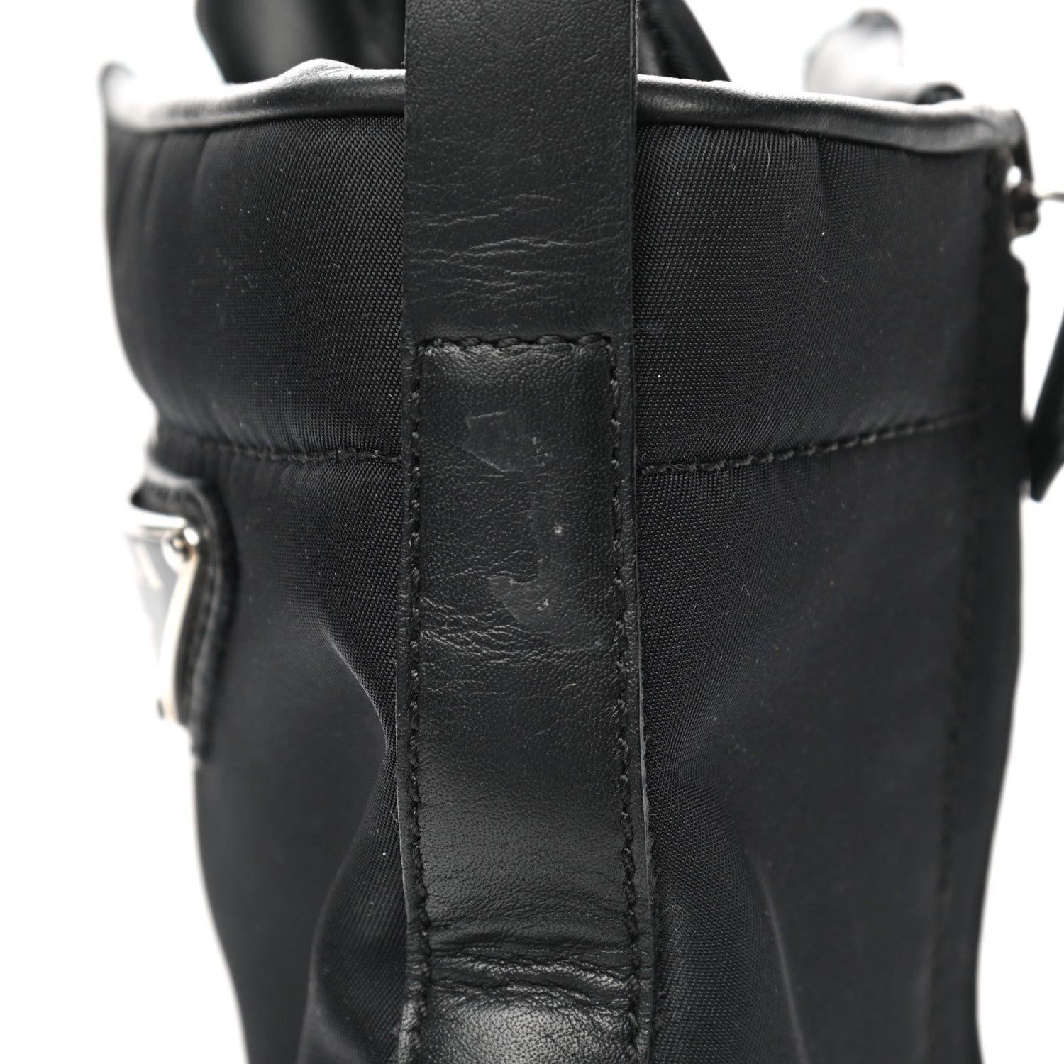 Prada Vitello Montana Re-Nylon Metal Triangle Logo 110mm Ankle Boots 41 Black 10 of 10