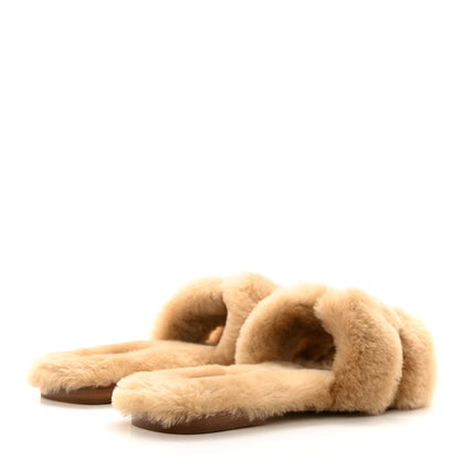 Hermes Woolskin Oran Sandals 38.5 Beige Argile 4 of 10
