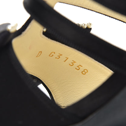 Chanel Satin Pearl Bow Sandals 37 Black 8 of 9