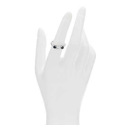Tiffany Platinum Blue Sapphire Diamond .82ct Three Stone Ring 53 6.25 2 of 5