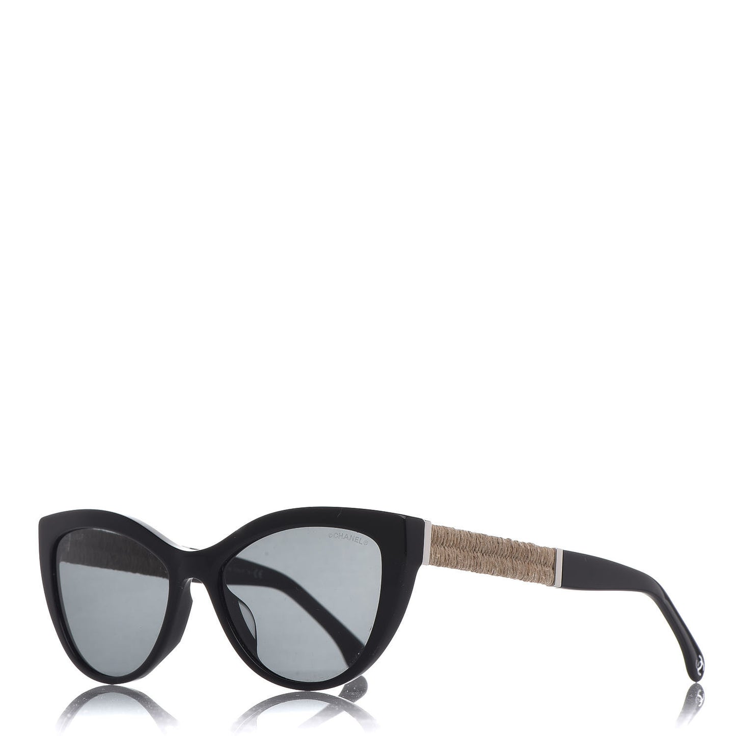 Acetate Rope Cat Eye Sunglasses 5409-A Black