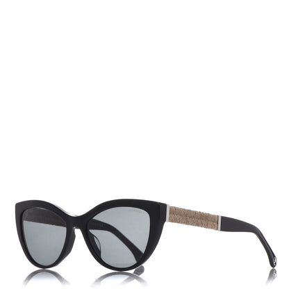 Chanel Acetate Rope Cat Eye Sunglasses 5409-A Black 1 of 8