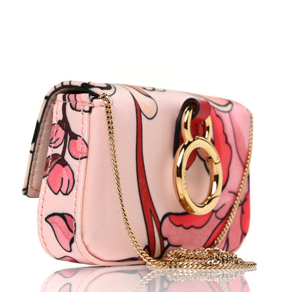 Fendi Stretch Satin Vitello Grace Floral Print Nano Baguette Charm Rose Multicolor Rosso Cardinale 2 of 7