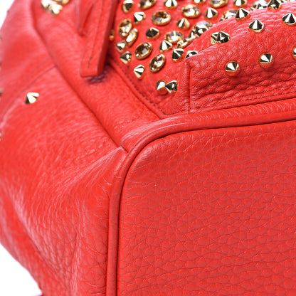 MCM Calfskin Swarovski Small Stark Diamond Backpack Red 9 of 16