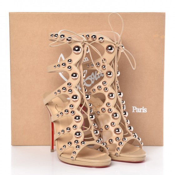 Kid Amazoubille 120 Studded Gladiator Sandals 38 Nude Rose Gold