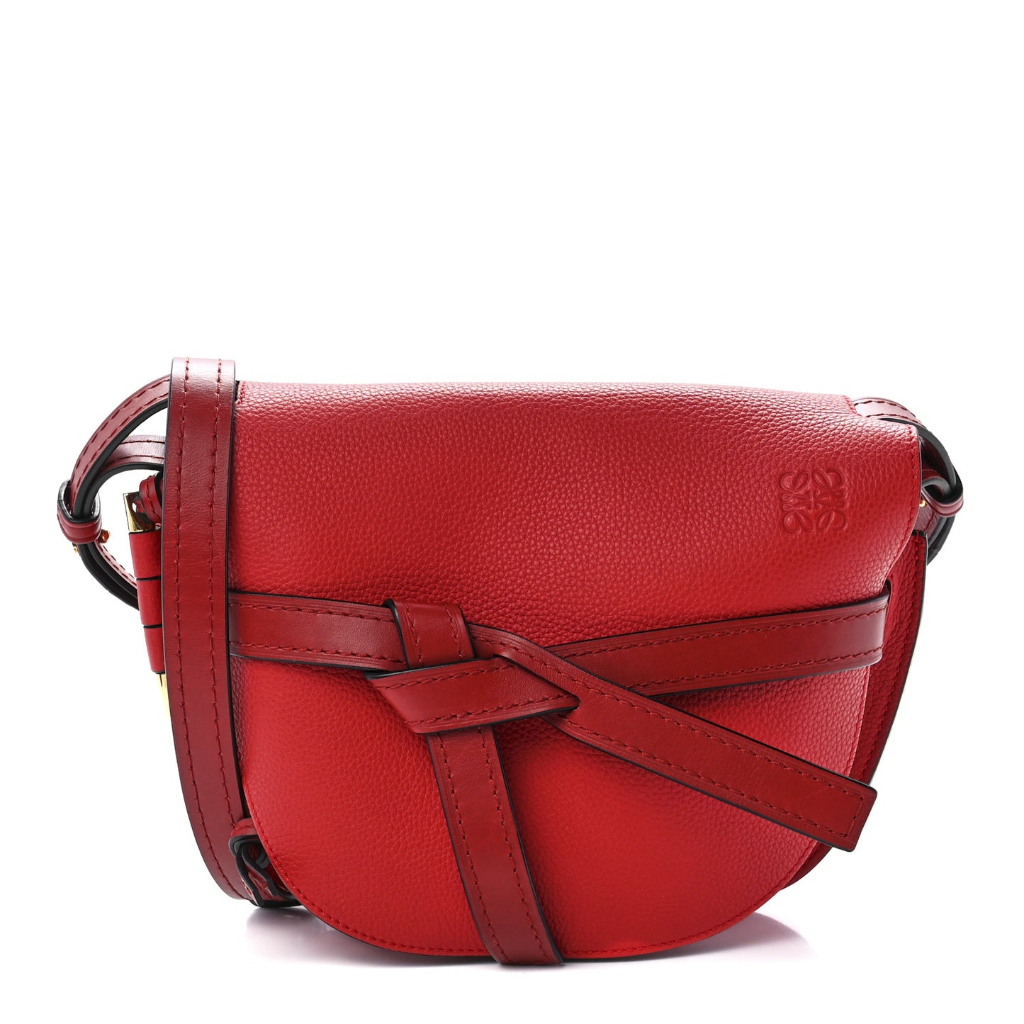 Calfskin Small Gate Crossbody Bag Scarlet Burnt Red