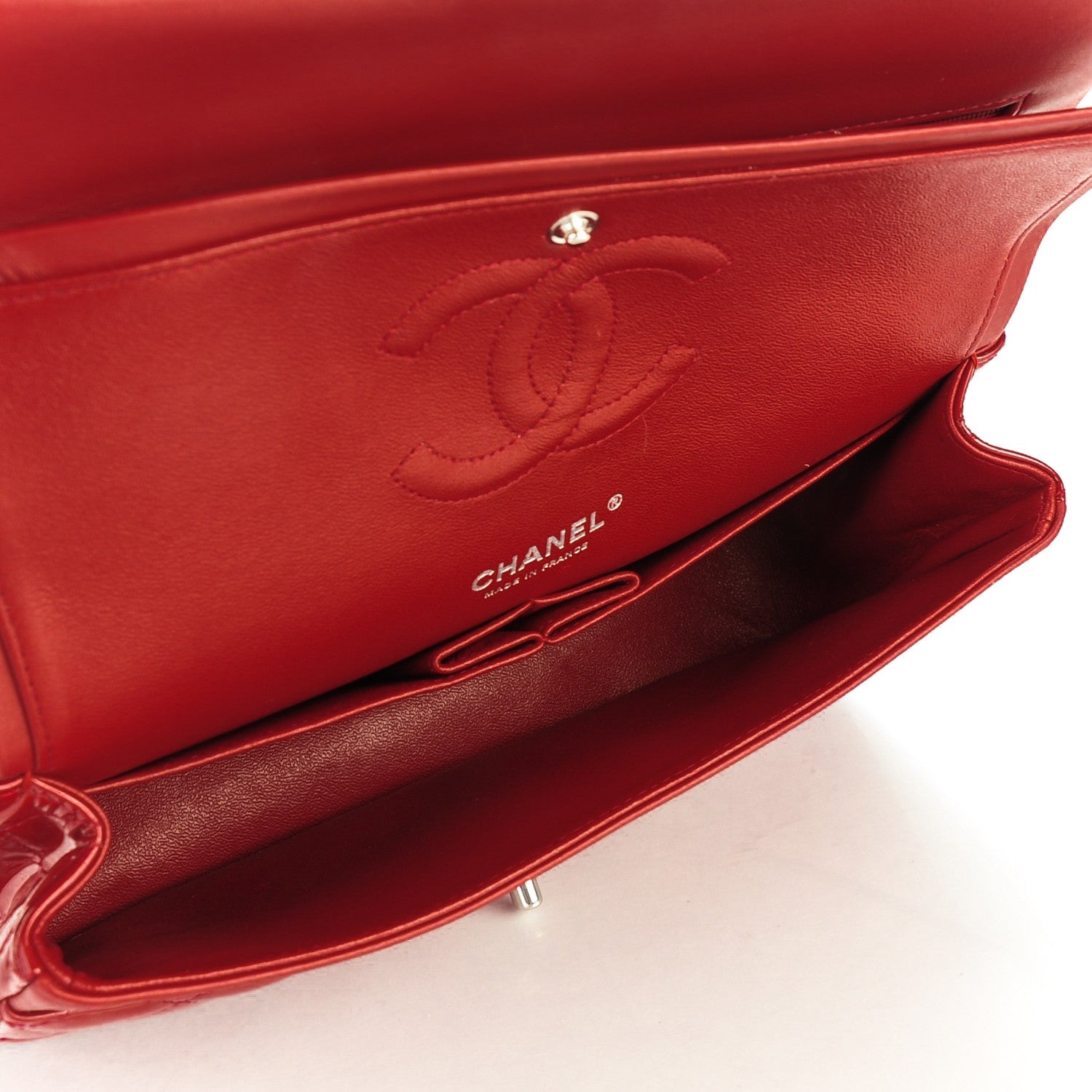 Chanel Patent Calfskin Quilted Medium Double Flap Red 8 of 8