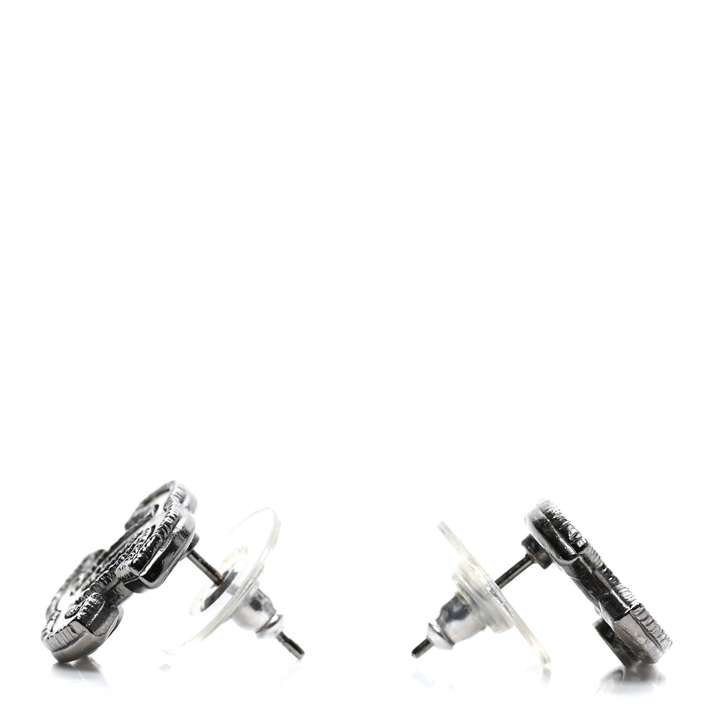 Enamel CC Earrings Silver Black White