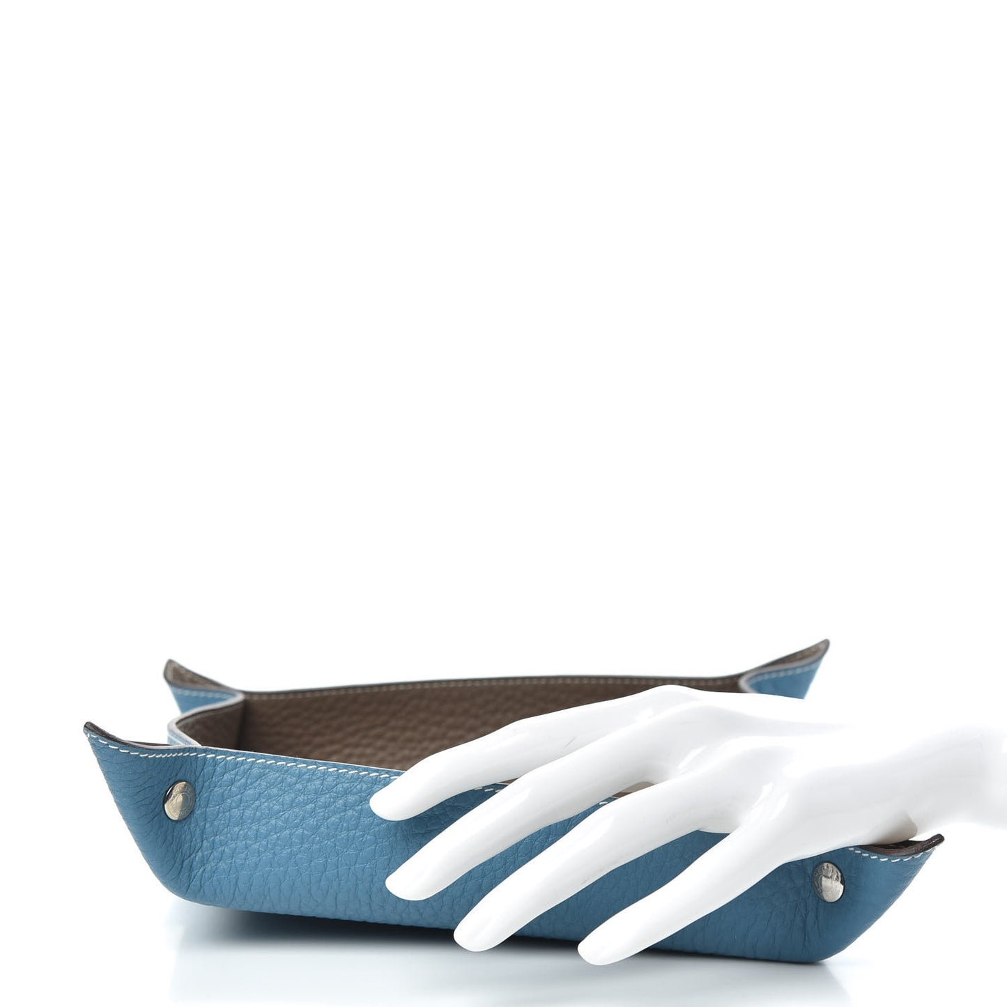 Taurillon Clemence Mises et Relances H'Dot Change Tray Etoupe Blue Jean