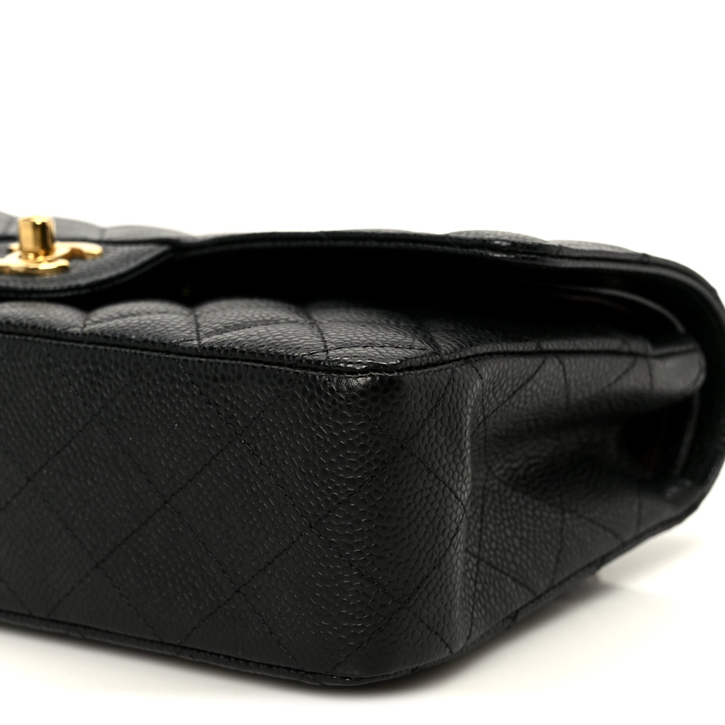 Caviar Quilted Medium Double Flap Black