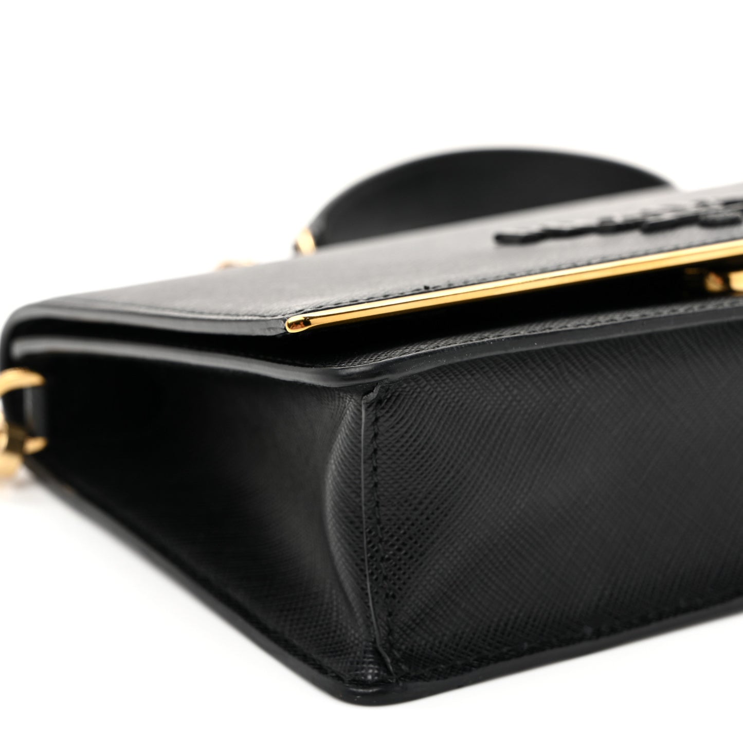 Saffiano Lux Monochrome Chain Wallet Black