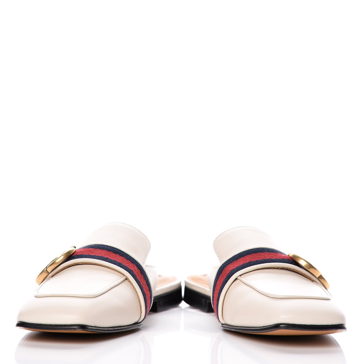 Gucci Calfskin Web Womens Peyton GG Slippers 35 Mystic White 5 of 11