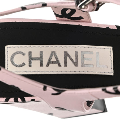 Chanel Printed Lambskin CC Sandals 38 Light Pink Black 7 of 13