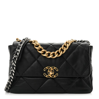 Chanel Goatskin Quilted Large Chanel 19 Flap Black 1 of 11