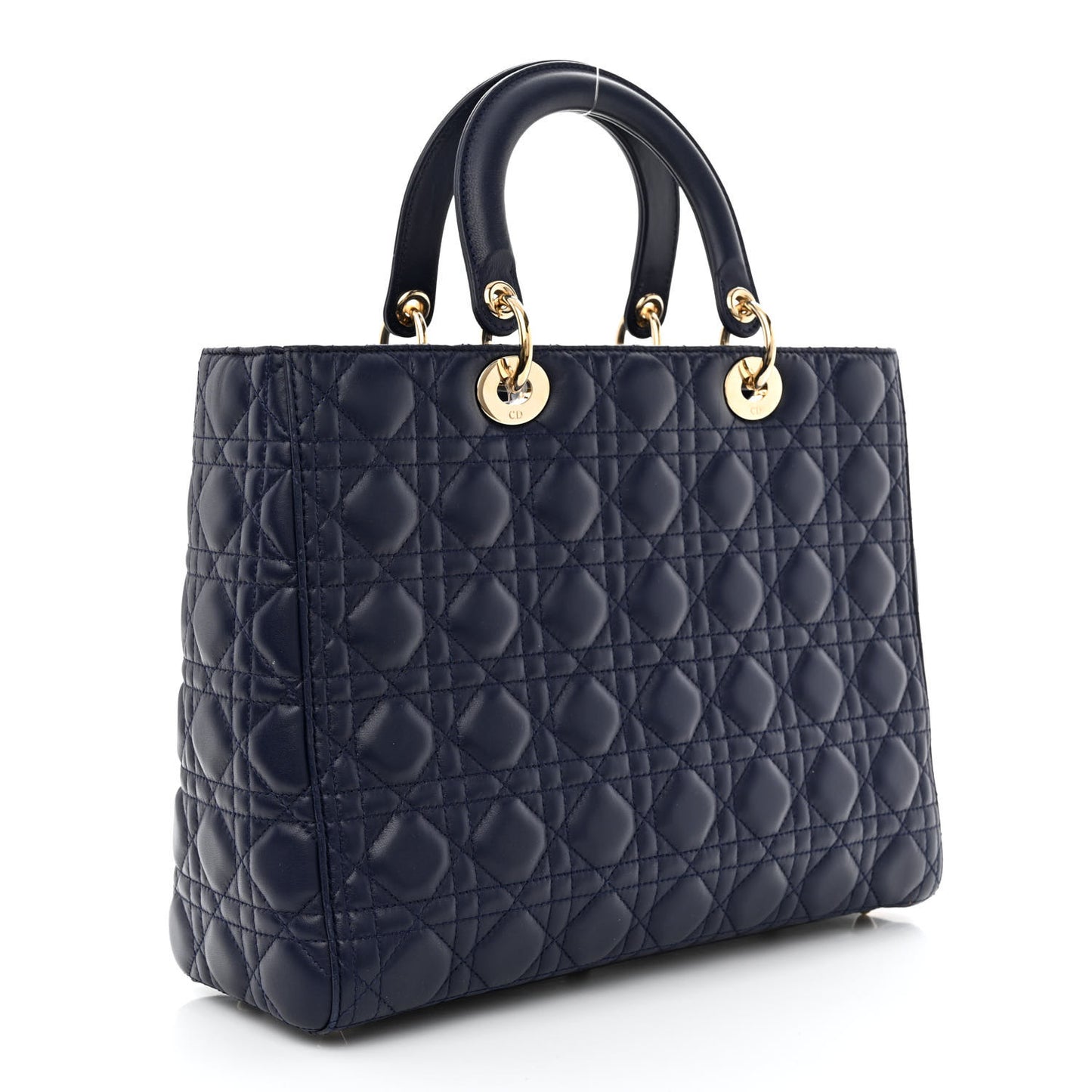 Lambskin Cannage Large Lady Dior Navy Blue