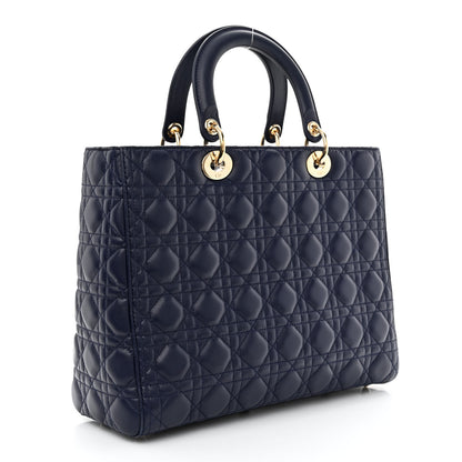 Christian Dior Lambskin Cannage Large Lady Dior Navy Blue 3 of 10