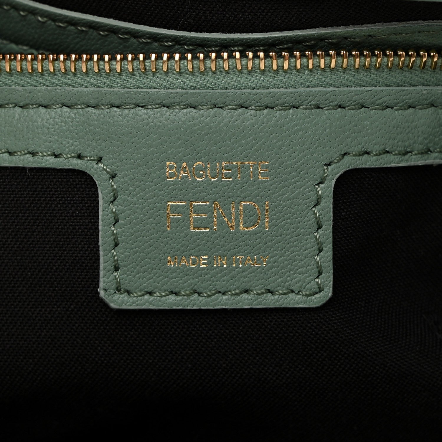 Fendi Nappa FF 1974 Embossed Baguette Menta 6 of 9