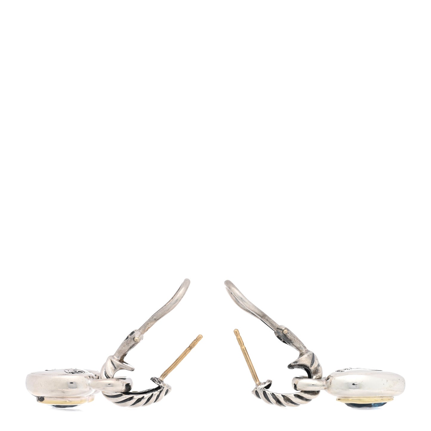 Sterling Silver 14K Yellow Gold Blue Topaz Heart Earrings