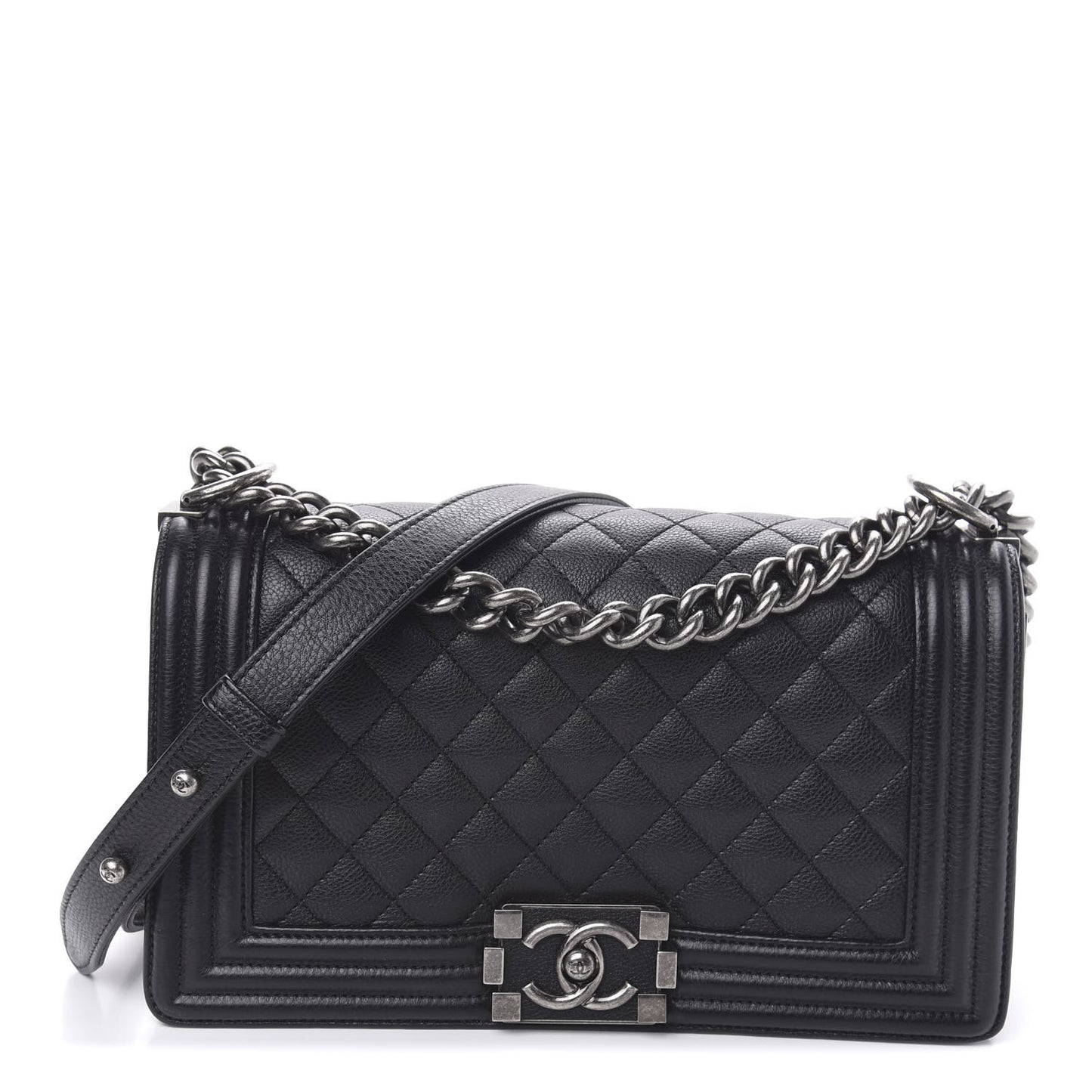 Calfskin Quilted Medium Boy Flap Black