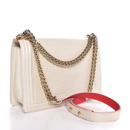 Chanel Lambskin Embossed New Medium Boy Cube Flap White 3 of 7
