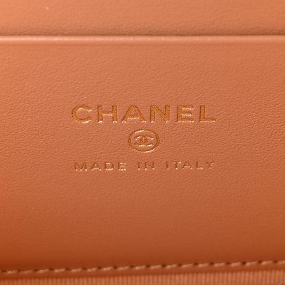 Chanel Lambskin Quilted Crystal Ridged CC Top Handle Slim Vanity Case With Chain Brown 6 of 11