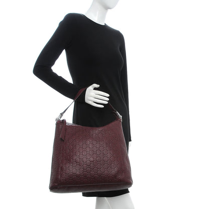 Gucci Guccissima Large Bamboo D-Ring Hobo Burgundy 2 of 7