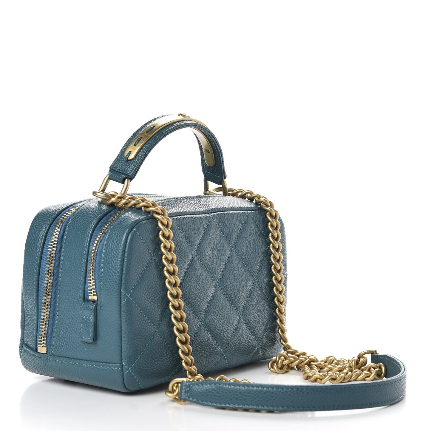 Caviar Quilted Mini Carry Around Bowling Bag Turquoise