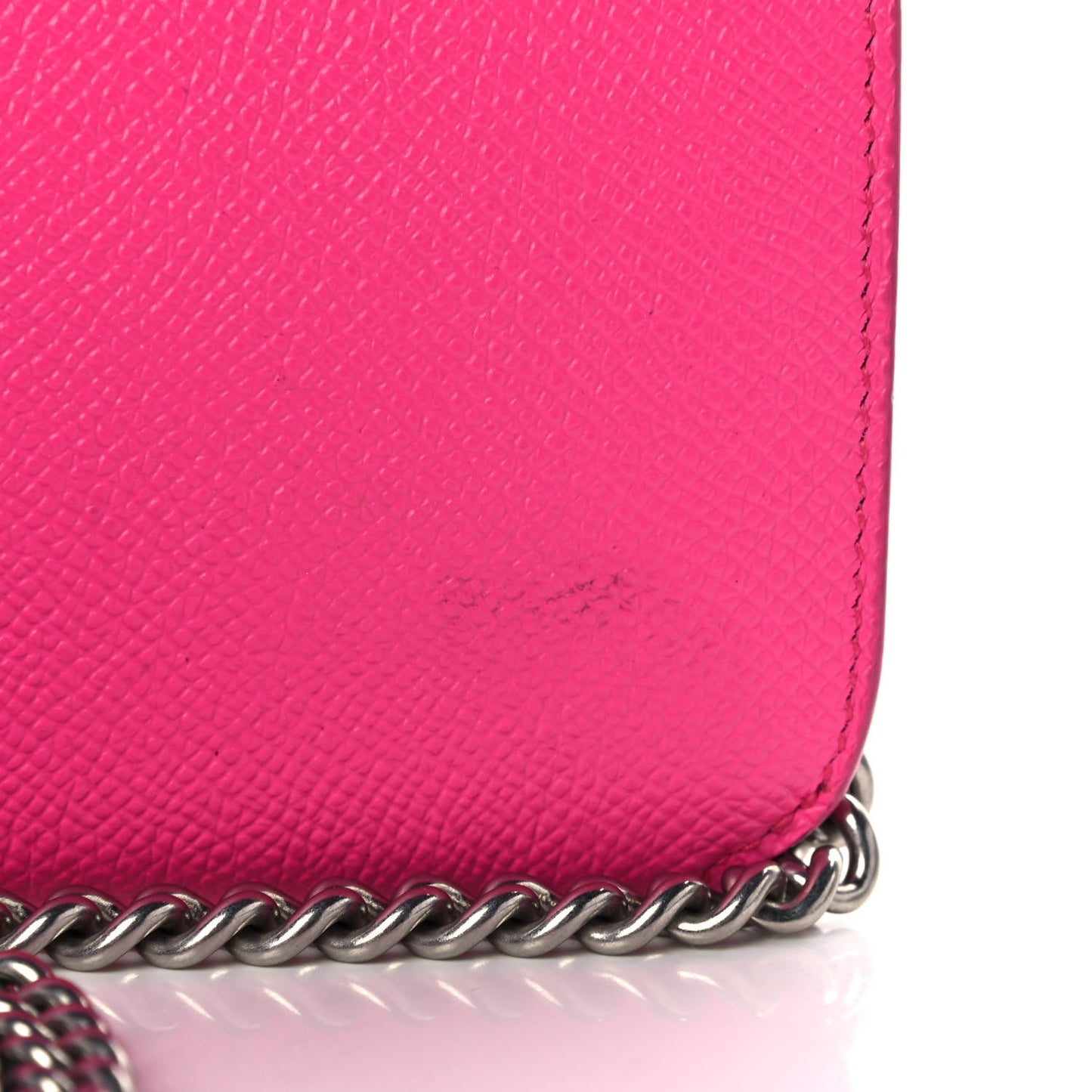 Pebbled Calfskin Everyday Continental Wallet on Chain Acid Pink