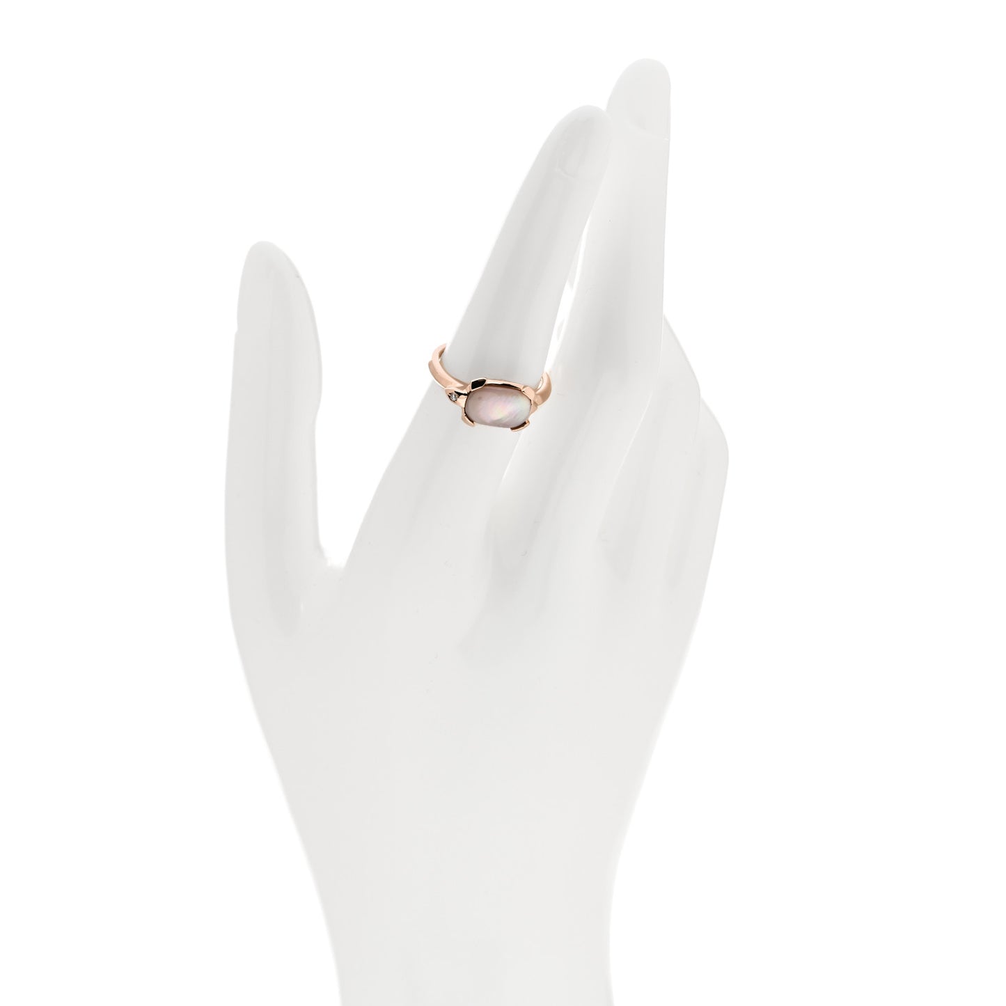 18K Pink Gold Diamond Mother of Pearl Tortue Ring 53 6.5