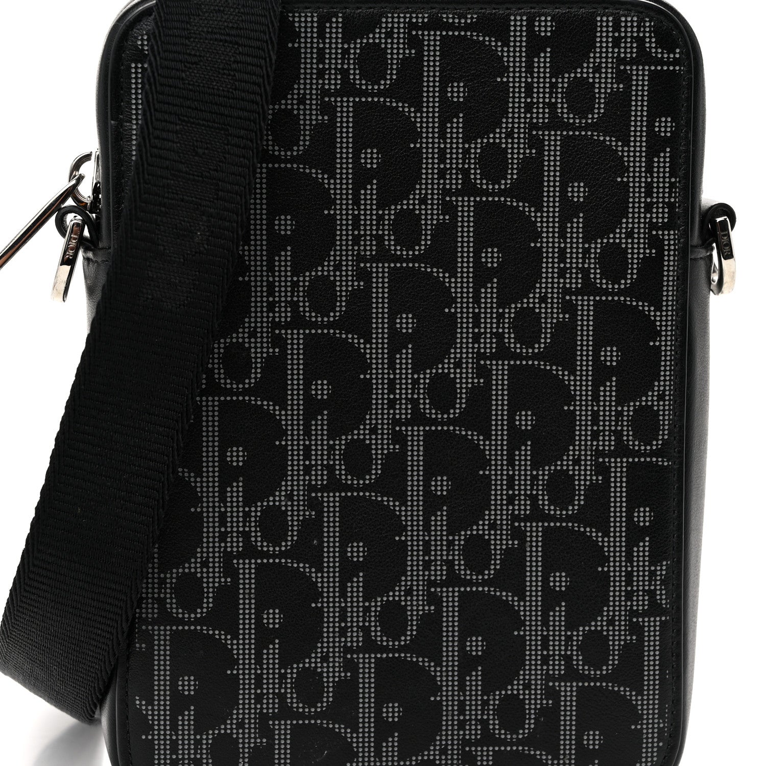 Christian Dior Calfskin Oblique Galaxy Perforated World Tour Messenger Pouch Black 8 of 10