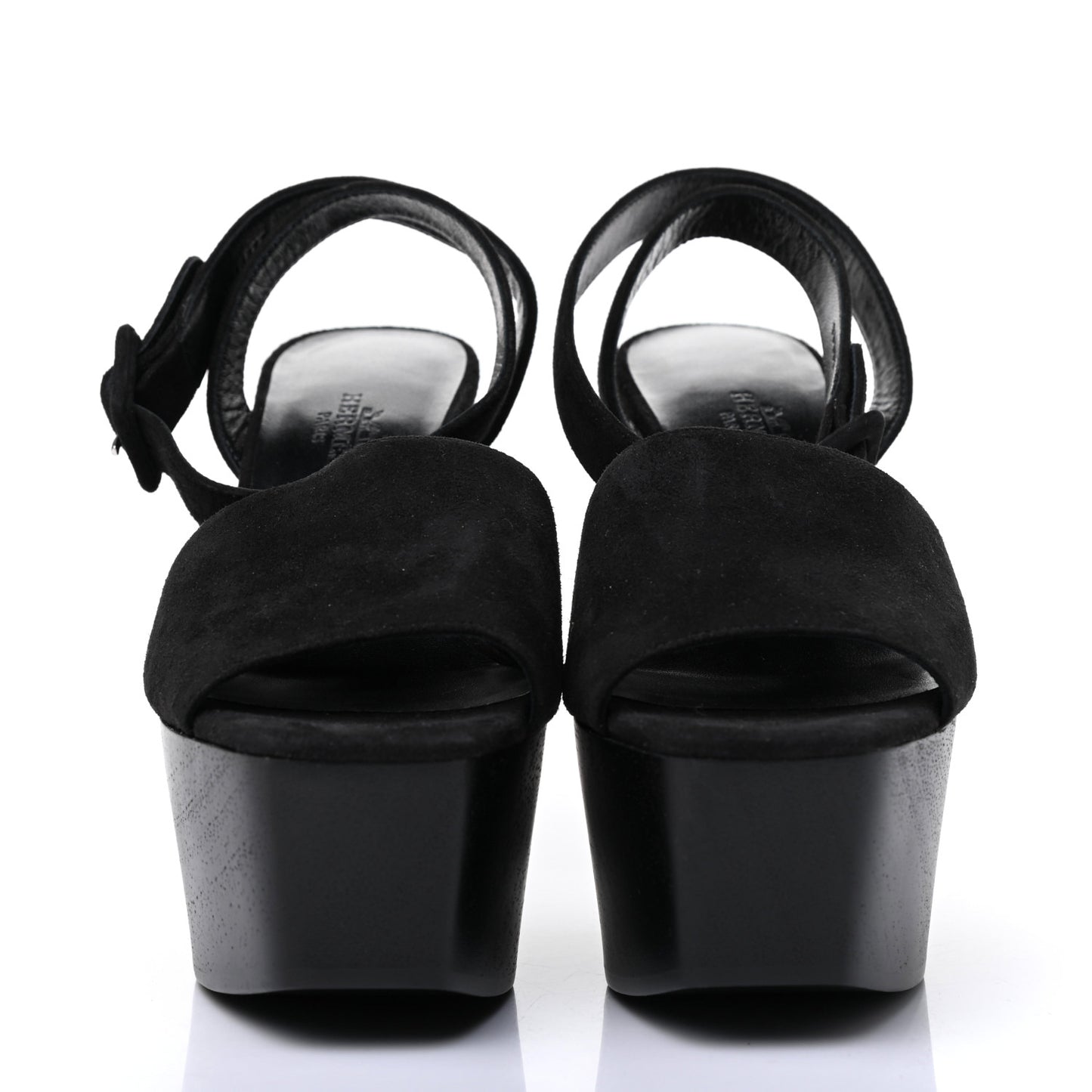 Suede Goatskin Tendresse Wedge Sandals 36 Black