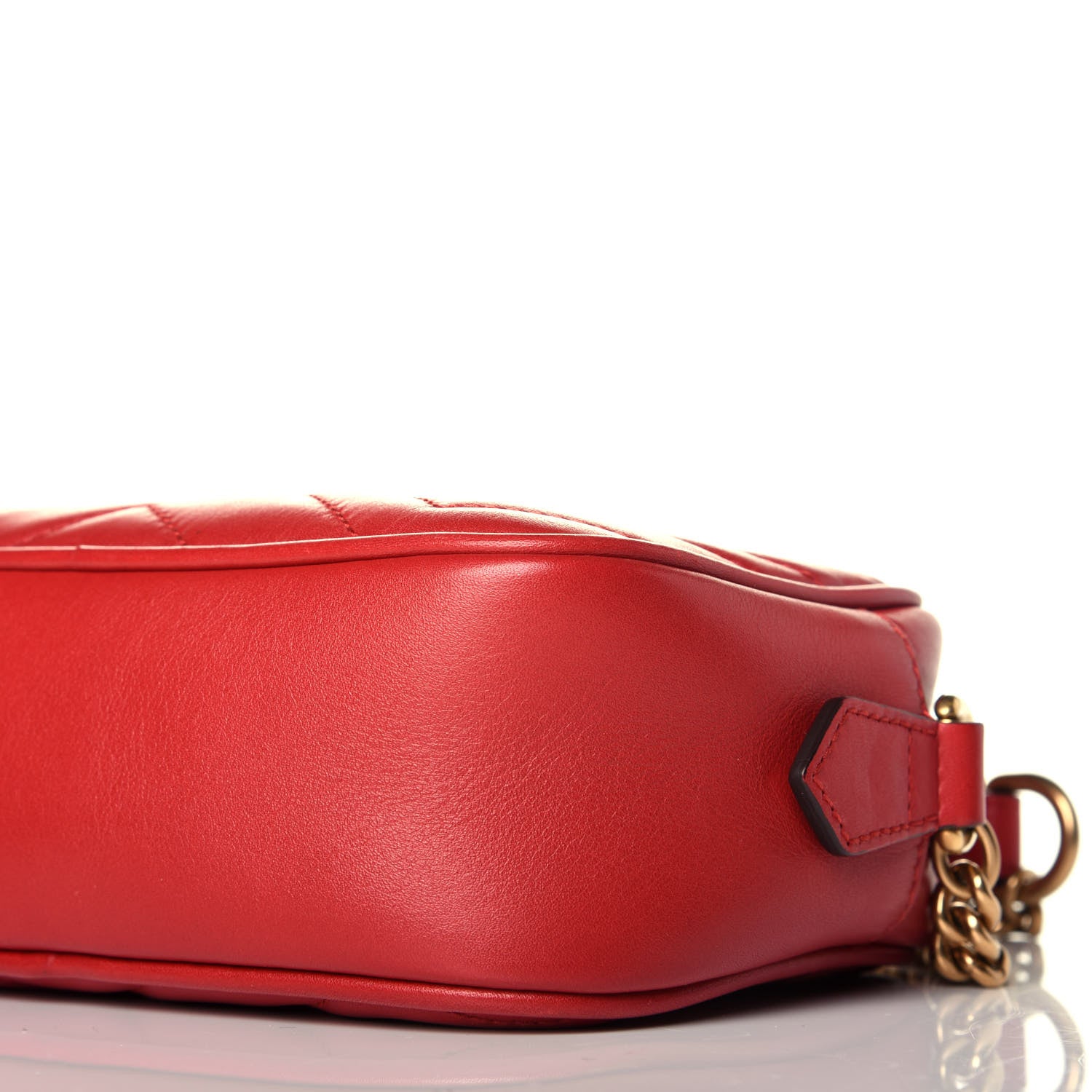 Gucci Calfskin Matelasse Mini GG Marmont Chain Shoulder Bag Hibiscus Red 9 of 9