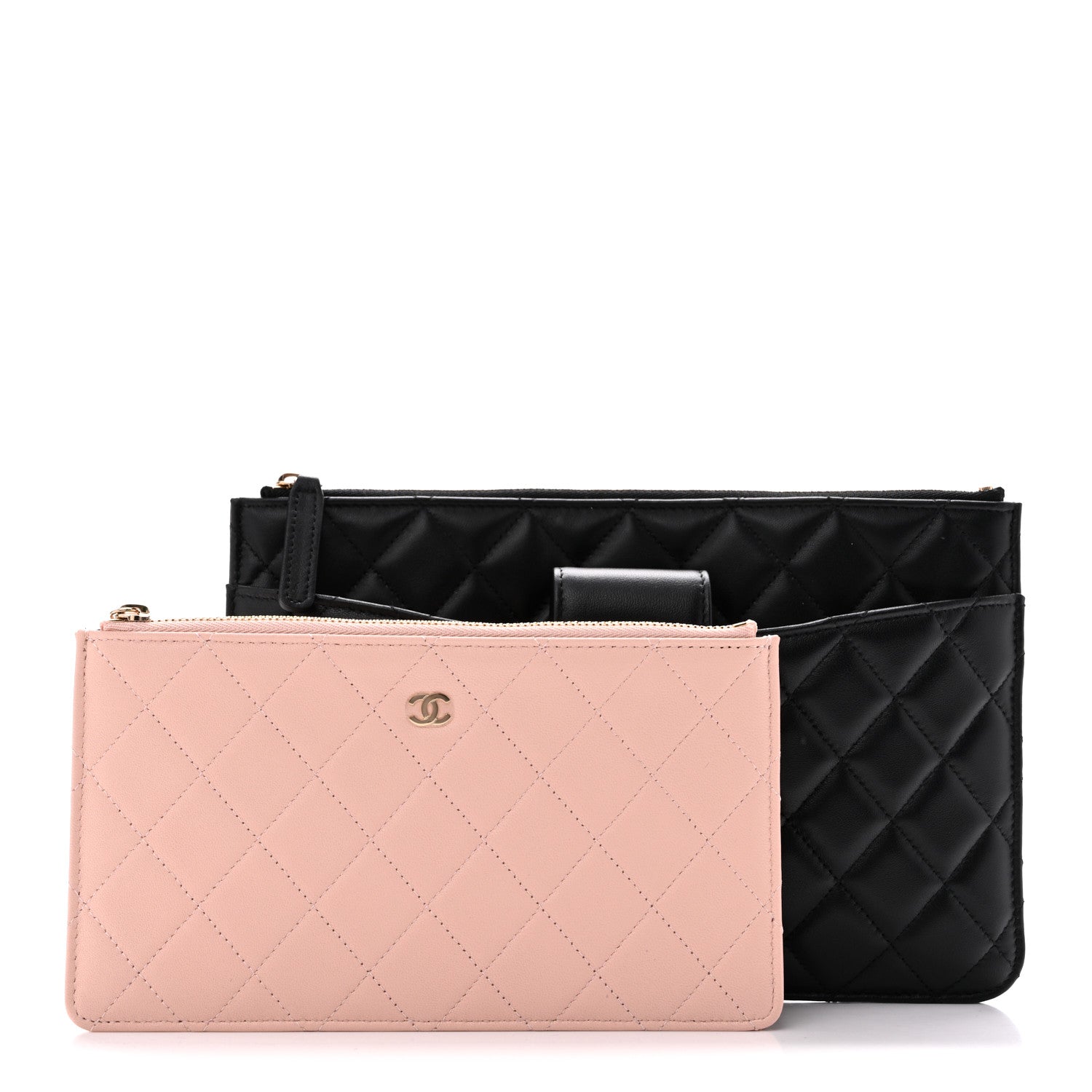 Chanel Lambskin Quilted Sunset Boulevard Pouch Case Black Pink 2 of 9