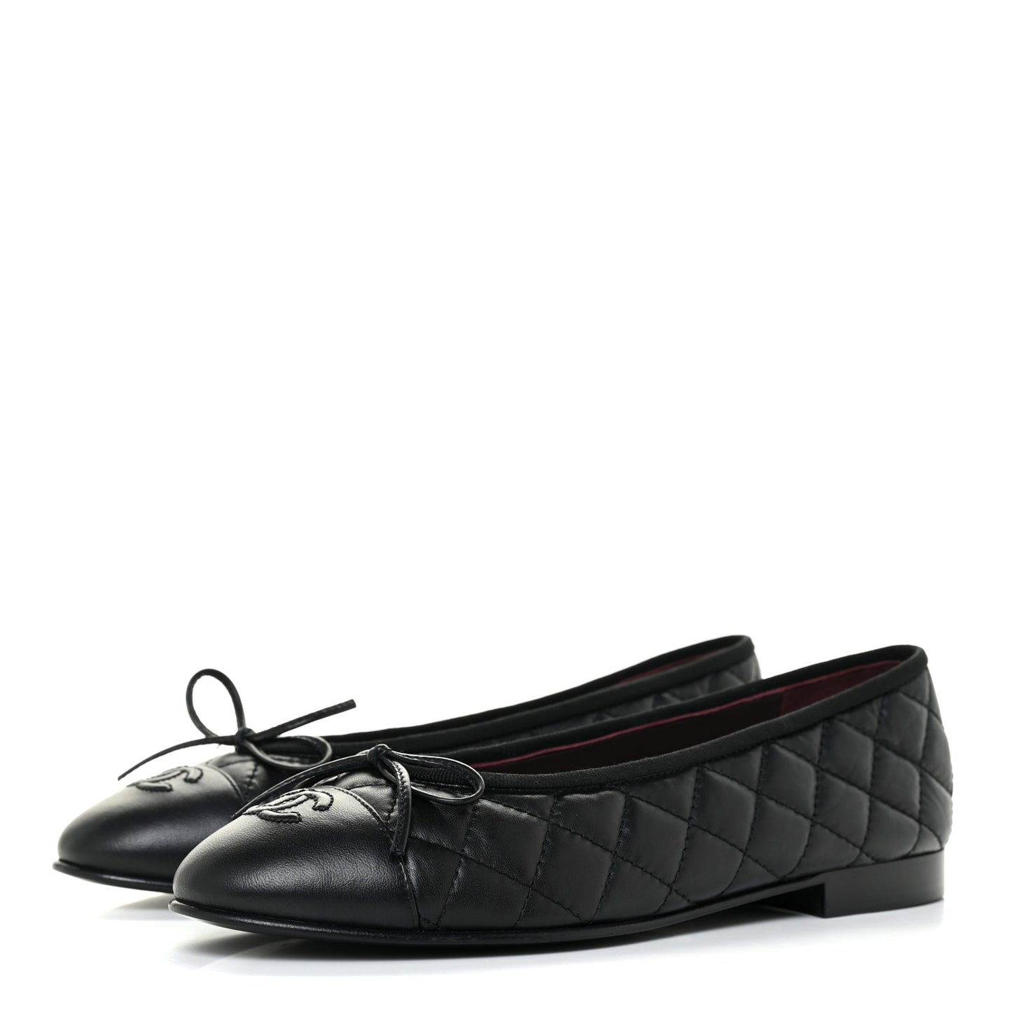 Lambskin Quilted Ballerina Flats 38 Black