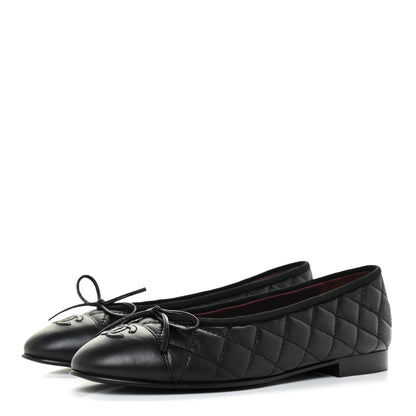 Chanel Lambskin Quilted Ballerina Flats 38 Black 3 of 10