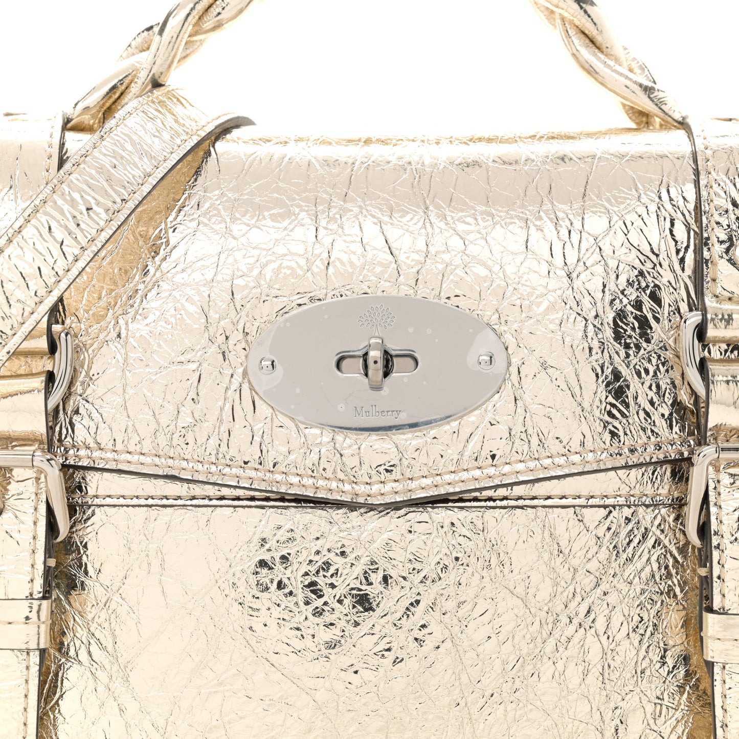 Metallic Crinkled Calfskin Medium Alexa Gold