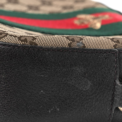 Gucci Monogram Web Small Webby Bee Shoulder Bag Dark Brown 11 of 22