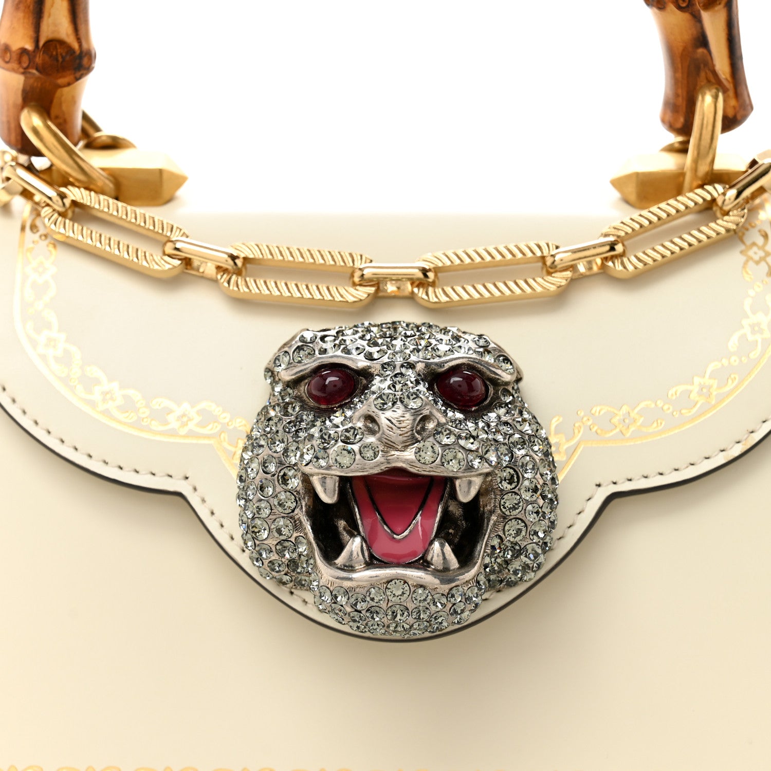 Gucci Calfskin Bamboo Mini Thiara Top Handle Bag White 8 of 10