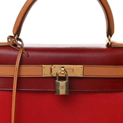 Hermes Box Chamonix Tri-Color Kelly Sellier 28 Rouge H Rouge Vif Naturelle 7 of 9