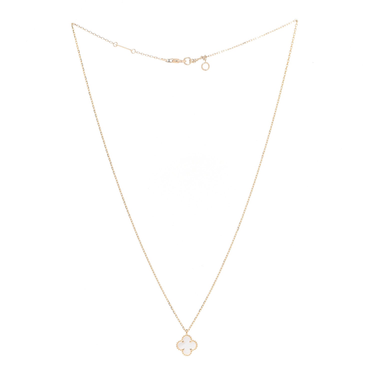 Van Cleef & Arpels 18K Yellow Gold Mother of Pearl Sweet Alhambra Pendant Necklace 3 of 5