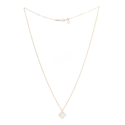 Van Cleef & Arpels 18K Yellow Gold Mother of Pearl Sweet Alhambra Pendant Necklace 3 of 5