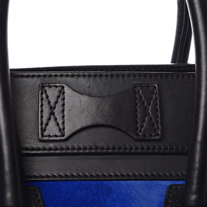 Celine Pony Hair Mini Tri-Color Luggage Royal Blue 19 of 22