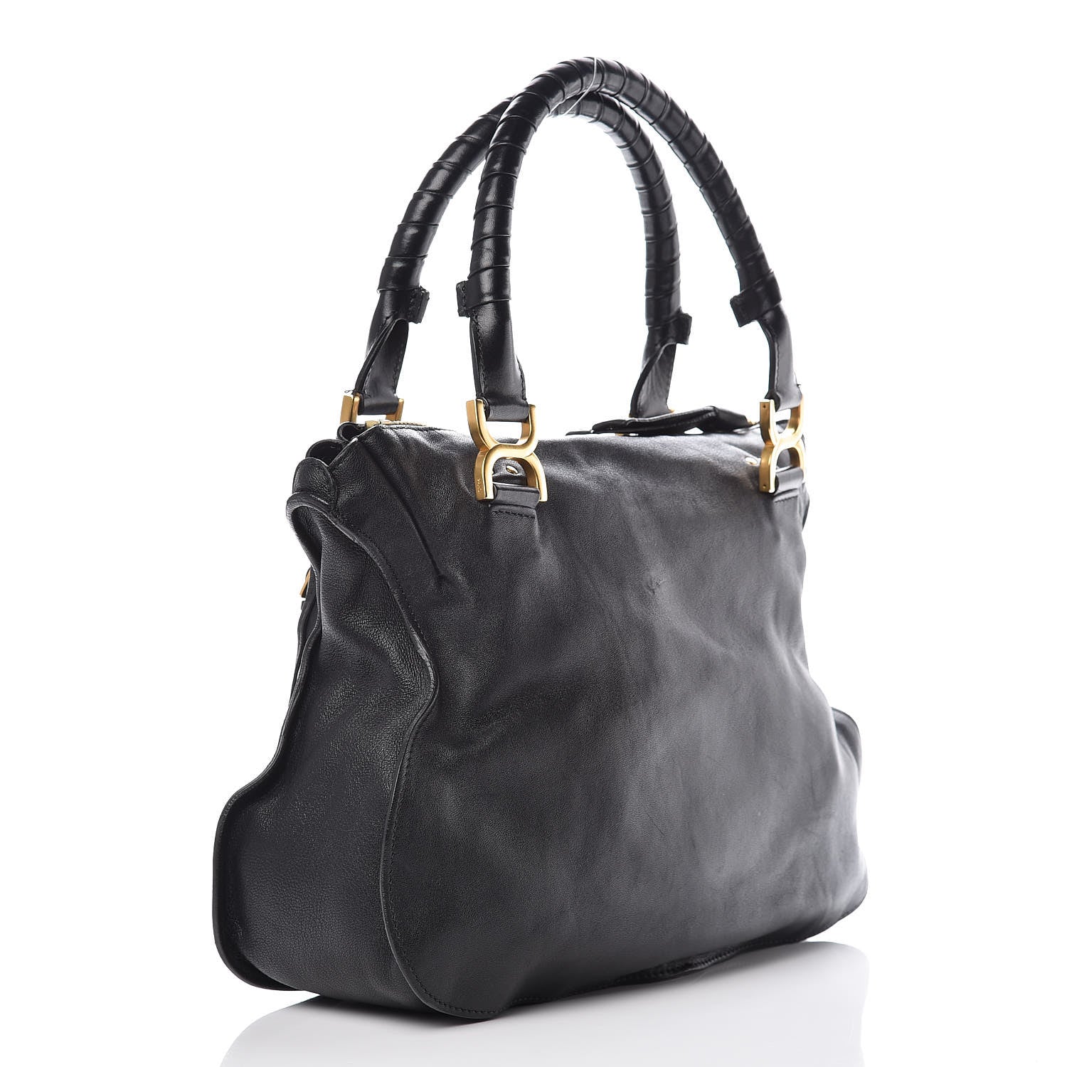 Chloe Calfskin Perforated Medium Marcie Animation Satchel Black 3 of 15