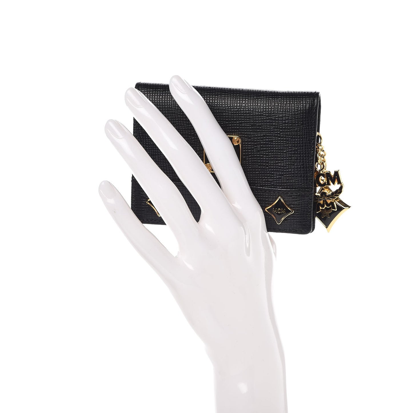 Calfskin Embellished Card Holder Black