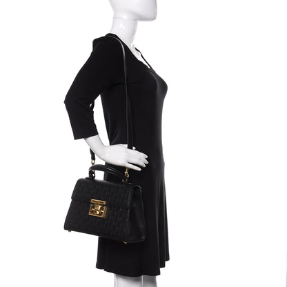 Gucci Guccissima Signature Small Padlock Top Handle Bag Black 2 of 10