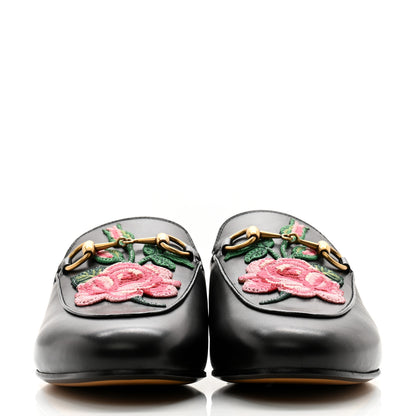 Gucci Calfskin Flower Embroidered Princetown Slippers 35.5 Black 2 of 10