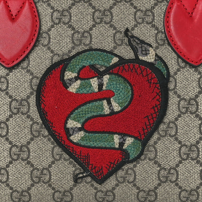 Gucci GG Supreme Monogram Kingsnake Heart Embroidered Small Boston Red 10 of 13