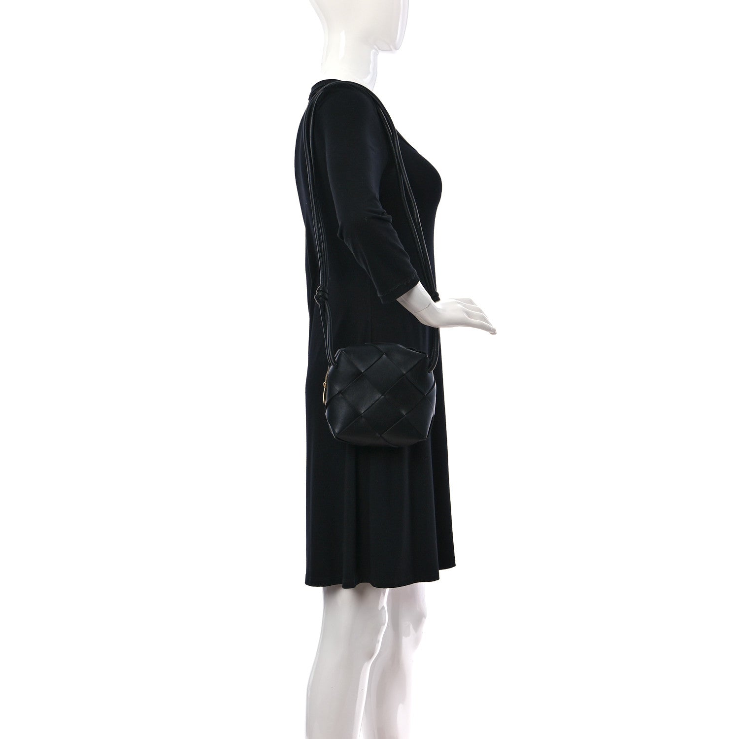 Bottega Veneta Lambskin Maxi Intrecciato Mini Cassette Camera Bag Black 3 of 9