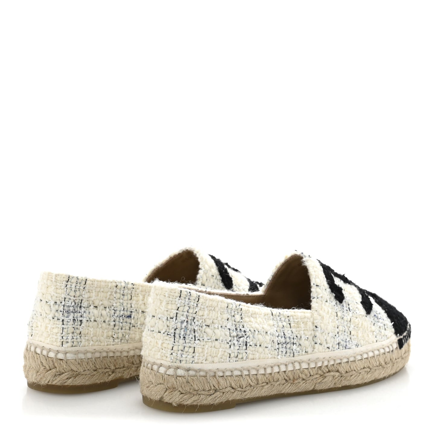 Tweed CC Espadrilles 39 Ecru White Blue Black