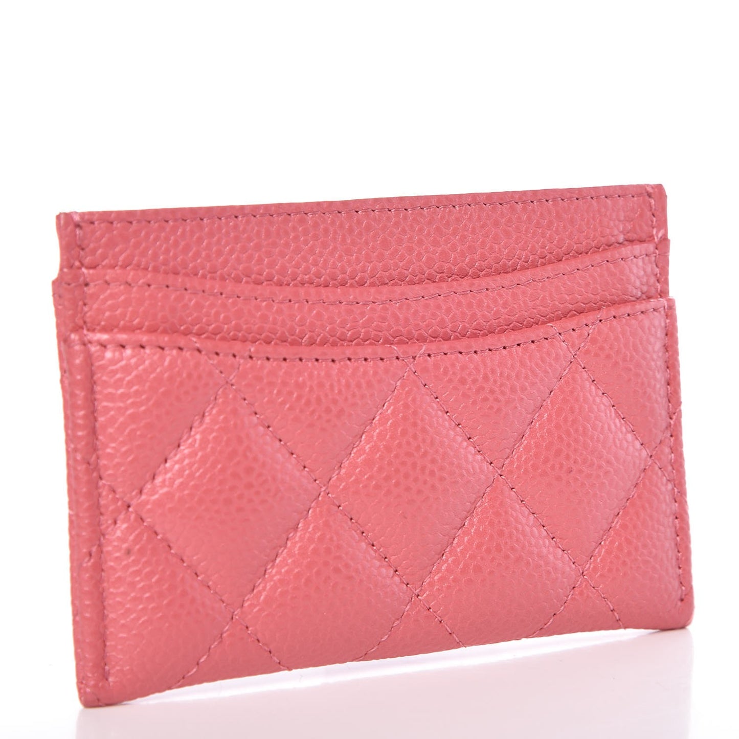 Metallic Caviar Quilted Card Holder Pink